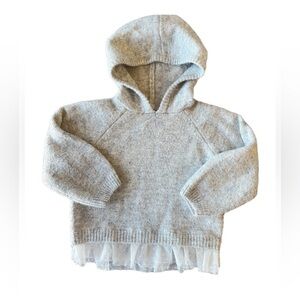 Zara Kids Hooded Sweater with Floral Tulle Layered Hem 12-18M